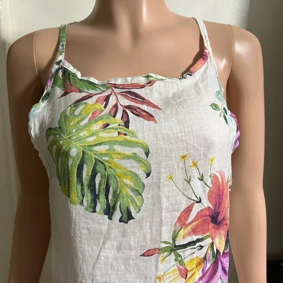 LUNGO L’ARNO Women’s 100% Linen Floral Dress NEW - Picture 5 of 16